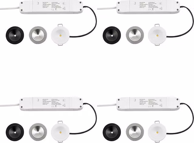 Loops 4 Pack Recessed Emergency Ceiling Guide Light Kit with Daylight White LED in White
