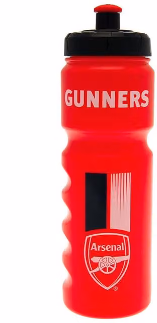 Arsenal FC Gunners Crest Plastic Water Bottle in Red, White and Black