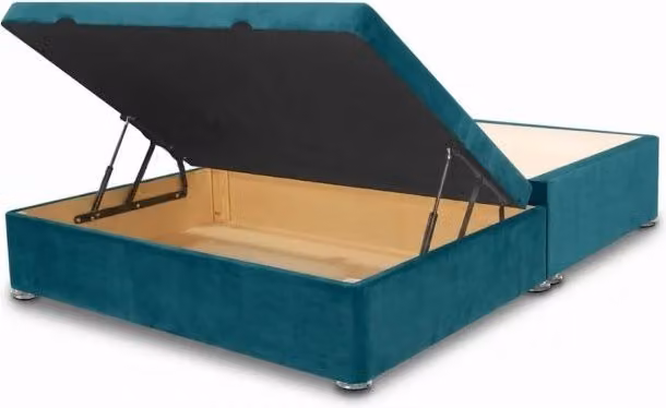 Willow and Eve Blue Velvet Half Opening Ottoman Divan Base, 5ft King Size, W/D: 180 x 200 cm