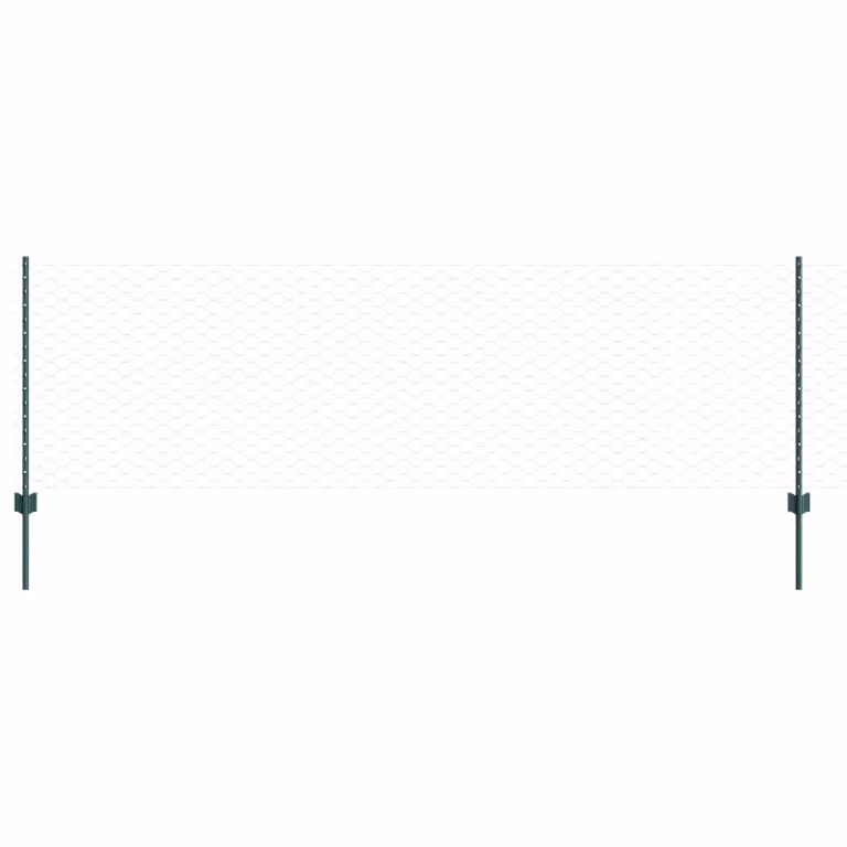 Berkfield Home 11-Piece Green Steel U-Channel Fence Posts, Height: 80 cm