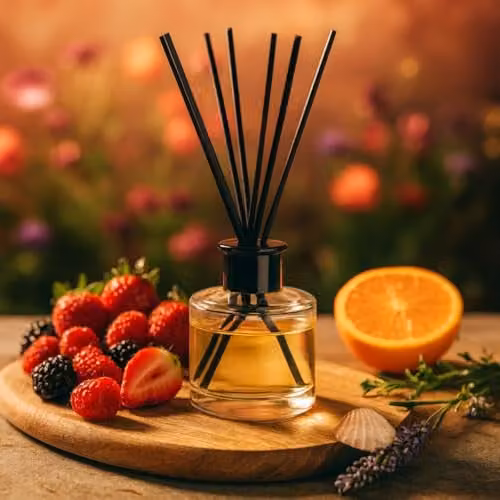Nicola Spring Summer Berries Soy Wax Scented Candle and Reed Diffuser Set, 160g Candle and 200ml Diffuser, Fruity and Fresh Fragrance in Transparent Glass – 1
