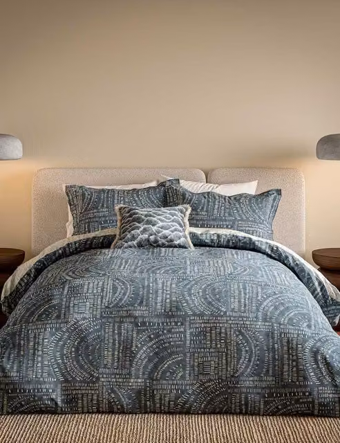 Harlequin Pure Cotton Single Bedding Set in Blue with Modern Graphic Design