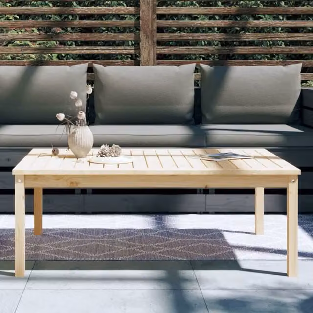 Berkfield Home Garden Table in Solid Pine Wood, Beige, W: 121 cm, D: 82.5 cm, H: 45 cm