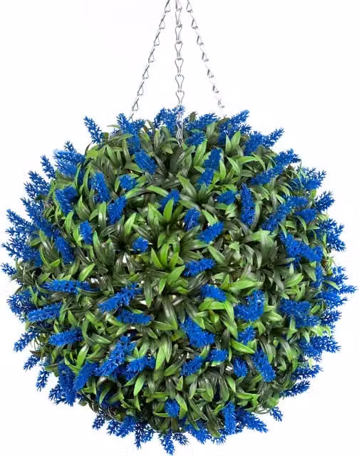 Best Artificial Blue Lavender Hanging Basket Flower Topiary Ball, Diameter: 38 cm