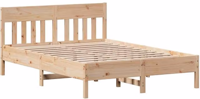 Berkfield Home Beautiful Solid Wood Pine Bed Frame in Natural, W/D/H: 160 x 200 cm