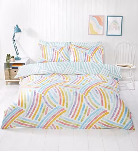 Rapport Home Multicoloured Art Microfibre Polyester Duvet Cover and Pillowcase Set, W: 180 cm, L: 220 cm