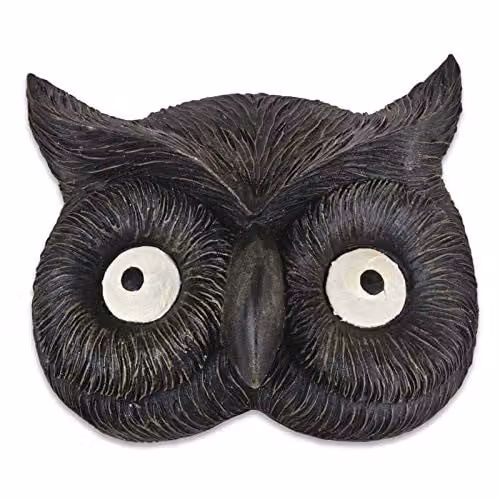 Burwells mysmartbuy Black Tawny Barn Owl Animal Sculpture, Polyresin Wall or Fence Decoration, H 16 x W 19 x D 4.5 cm – 1