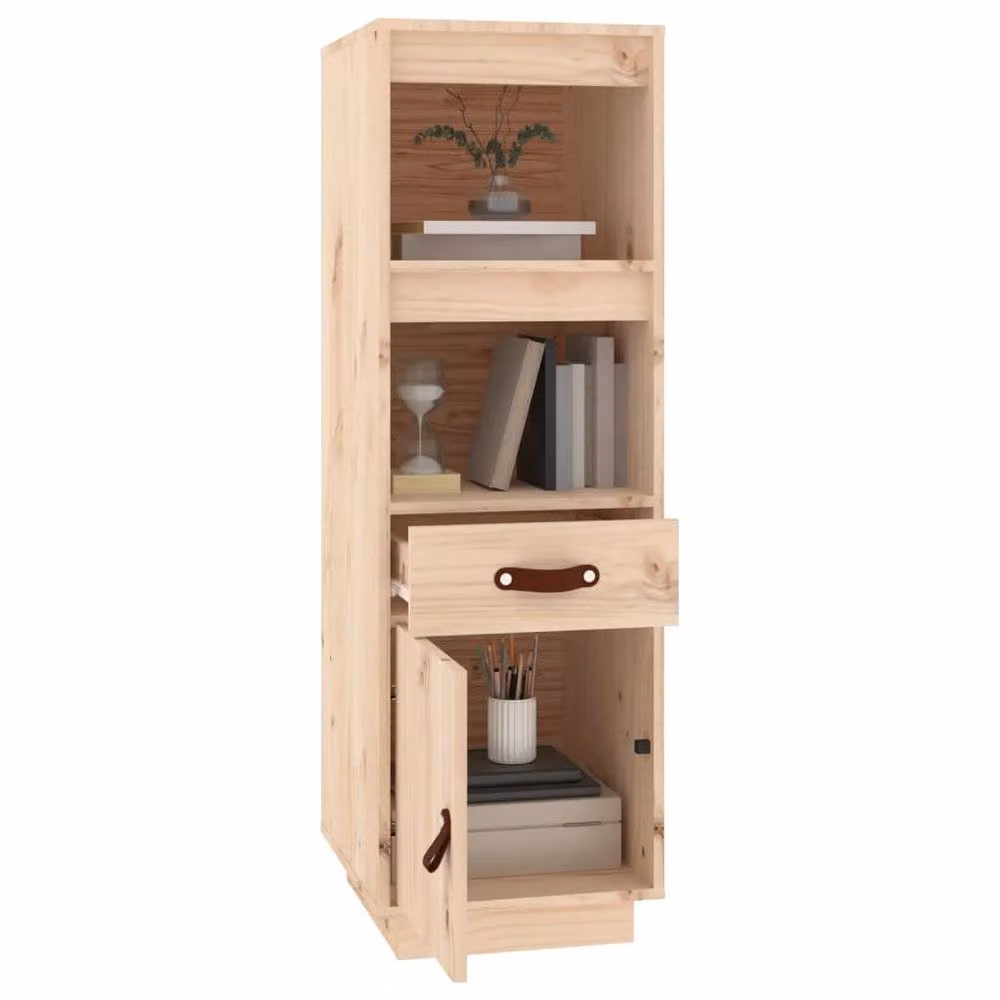 Berkfield Home Rustic Solid Wood Pine Highboard in Beige, W/D/H: 34 x 40 x 108.5 cm – 3