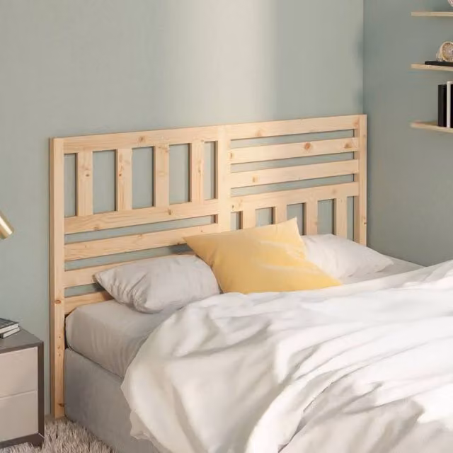 Berkfield Home Beautiful Bed Headboard in Natural Solid Pine, W: 146 cm, D: 4 cm, H: 100 cm – 1