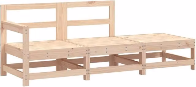 Berkfield Home 3 Piece Rustic Solid Pine Garden Lounge Set in Brown