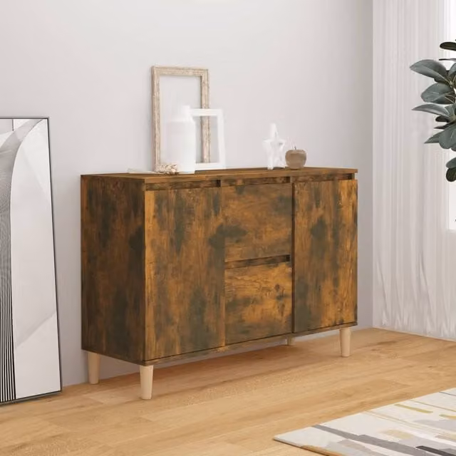Berkfield Home Smoked Oak Sideboard in Brown, W/D/H: 103.5 x 35 x 70 cm