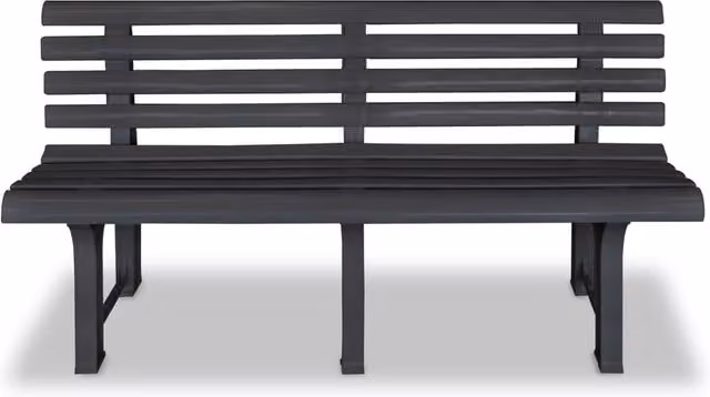 Berkfield Home Classic Garden Bench in Anthracite and Black Plastic, Width: 145.5 cm