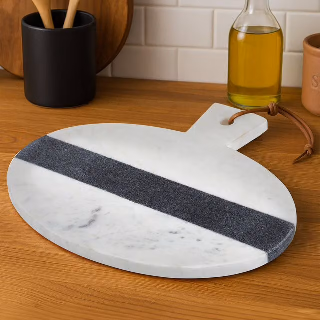 Orsina Bulgari White and Grey Marble Round Paddle Board