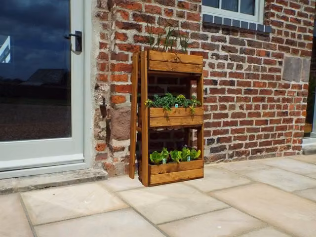 Charles Taylor Trading Regular Herb Garden Planter Tub in Brown Wood, W/D/H: 102 x 35 x 55 cm