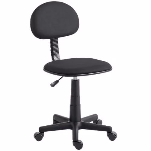 HOMCOM Black Fabric Armless Task Chair with 360 Degree Swivel and Castors – 1