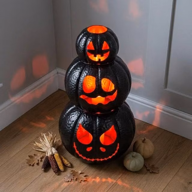 Garden Greatness Spooky Glowing Stacked LED Pumpkins in Multicolour – 1