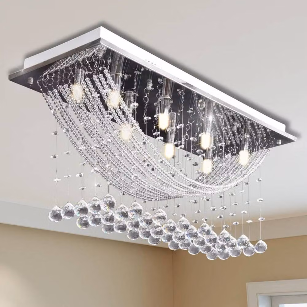 Berkfield Home White and Silver Ceiling Lamp with Crystal Beads – 1