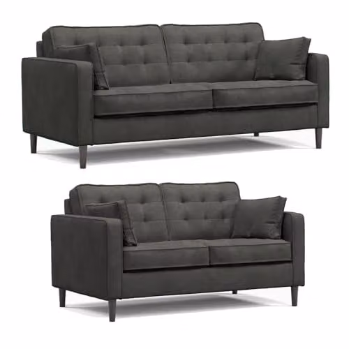 Furnishings For Less UK Eden Toledo Fabric Sofa Suite Set in Grey, 3 Seater and 2 Seater – 1