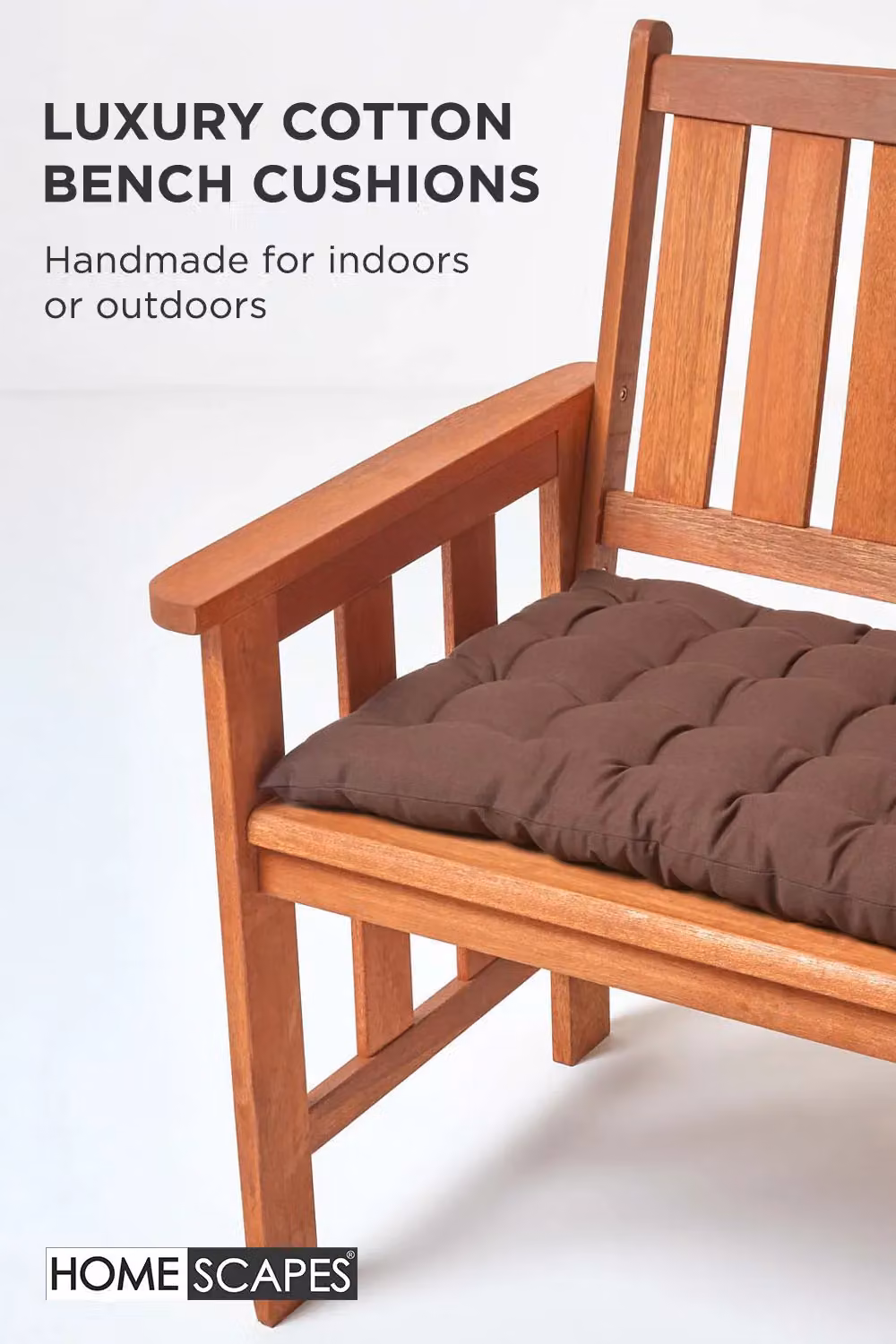 Homescapes Chocolate Brown 2 Seater Garden Bench Cushion, W: 108 cm, D: 42 cm – 2
