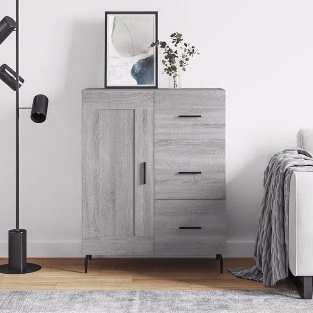 Berkfield Home Grey Sonoma Modern Sideboard, W/D/H: 69.5 x 34 x 90 cm
