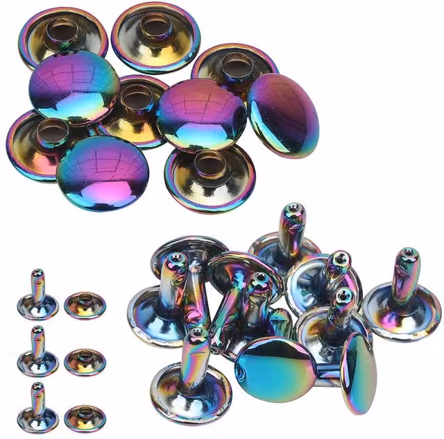Neel Blue 9mm Rainbow Double Cap Tubular Metal Rivets and Studs