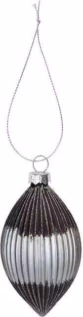 VFM e-Store Silver Oval Glass Hanging Bauble Decoration, H 15 cm x W 9 cm – 1