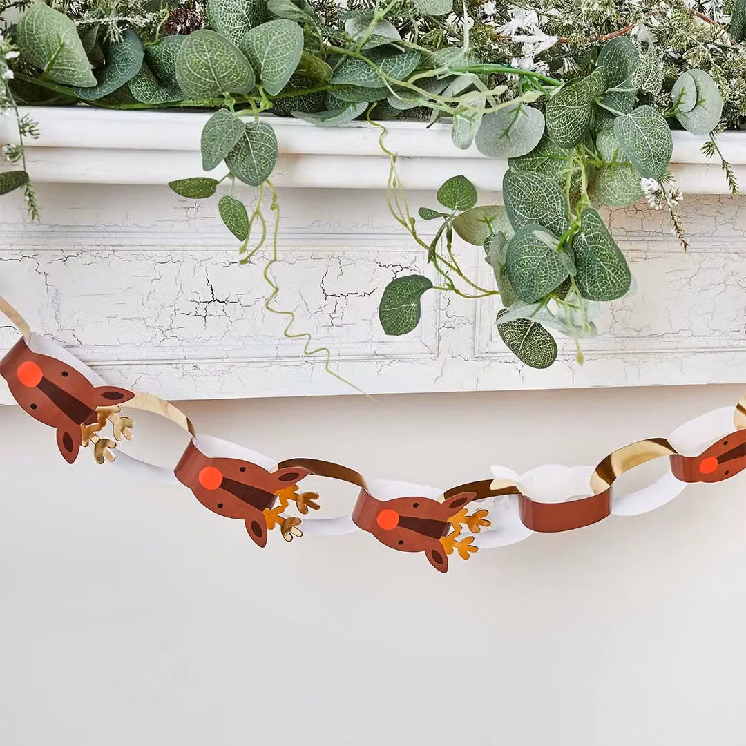 Club Green Reindeer Paper Chain Christmas Hanging Decoration in Green and Multicolour – 2