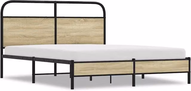 Berkfield Home King Size Sonoma Oak Wood Bed Frame with Drawers in Brown, W/D/H: 150 x 200 cm