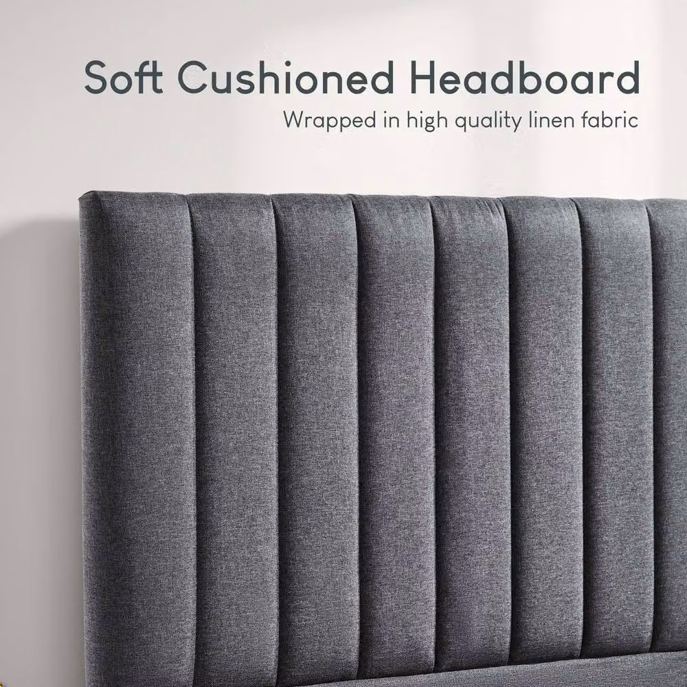 Vida Designs Vellaro Ottoman Storage Bed Frame in Grey Linen Fabric, King Size (W: 180 cm, L: 200 cm) – 4