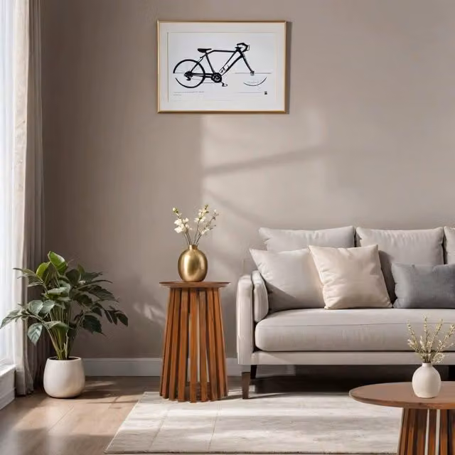 IH Design Carney Mango Wood Slatted Side Table in Brown