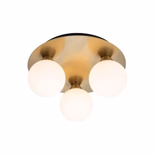 Cosylyte Bowen Classic Square Bathroom Ceiling Flush Light with Opal Glass, Brushed Brass, W/D/H: 25 x 25 x 13 cm – 1