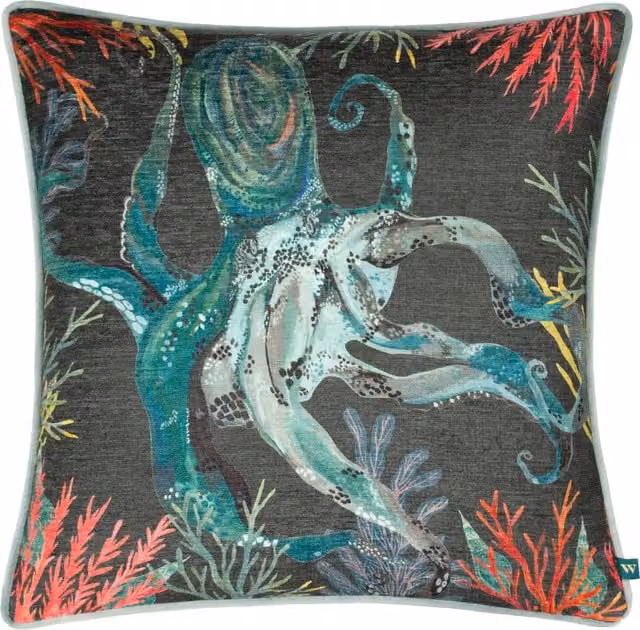 Make it a Home Abyss Octopus Chenille Cushion in Lichen and Feather