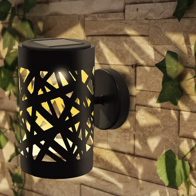 Betley Butterfly Weave Wall Mounted Solar LED Garden Light in Black