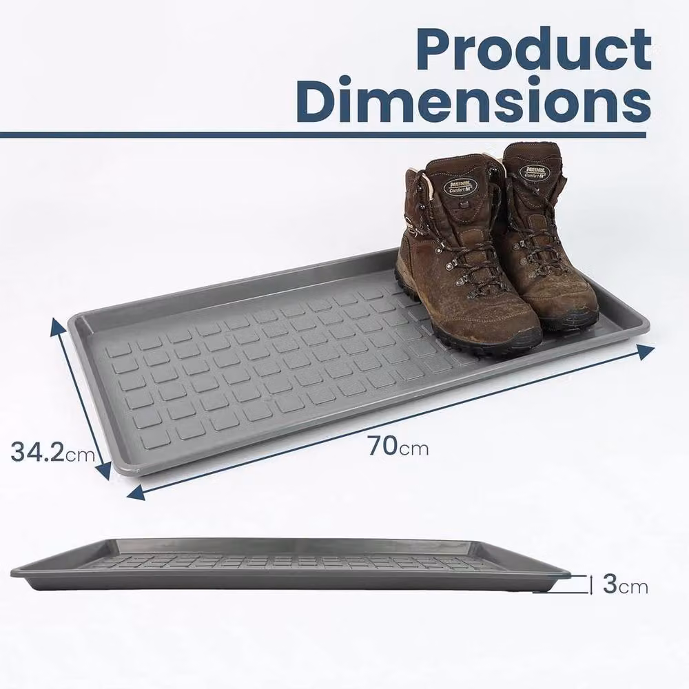 FLAVORA Plastic Multipurpose Boot and Shoe Drip Tray with Raised Edges, Grey – 2