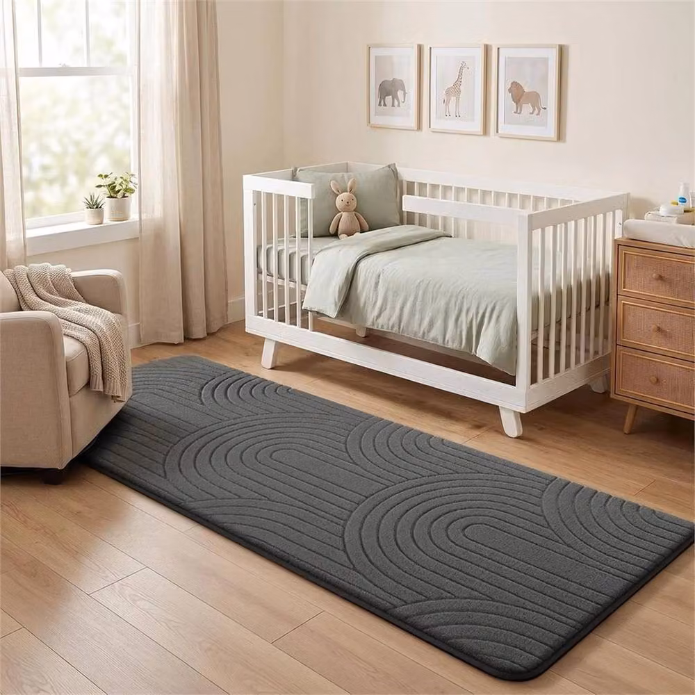 PAWNORA Dark Grey Geometric Runner, Soft Fluffy Anti-Slip Mat, W: 60 cm x L: 120 cm – 5