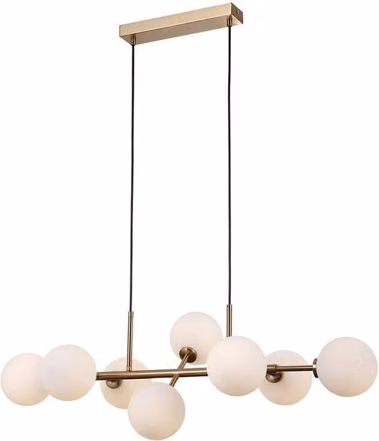 Netlighting Mirellio Classic 8 Light Globe Pendant Ceiling Light in Yellow and Gold/Brass with G9 Bulbs
