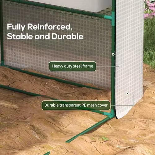 Outsunny Walk-in Gable Greenhouse with Shelving, White, W/D/H: 180 x 180 x 210 cm – 5