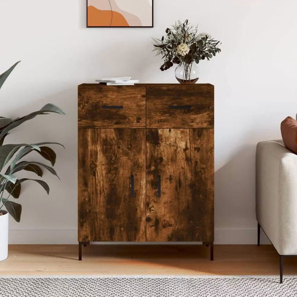 Berkfield Home Modern Smoked Oak Sideboard in Brown, W/D/H: 69.5 x 34 x 90 cm – 2