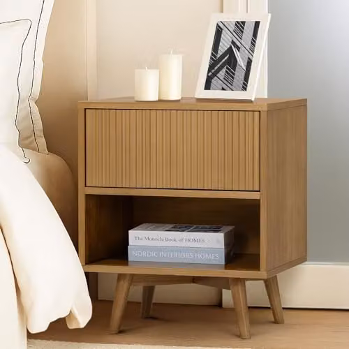 Teamson Home Tremolo Acacia Wood Bedside Table, Sand/Brown, W/D/H: 40.64 x 50.8 x 60.96 cm – 2