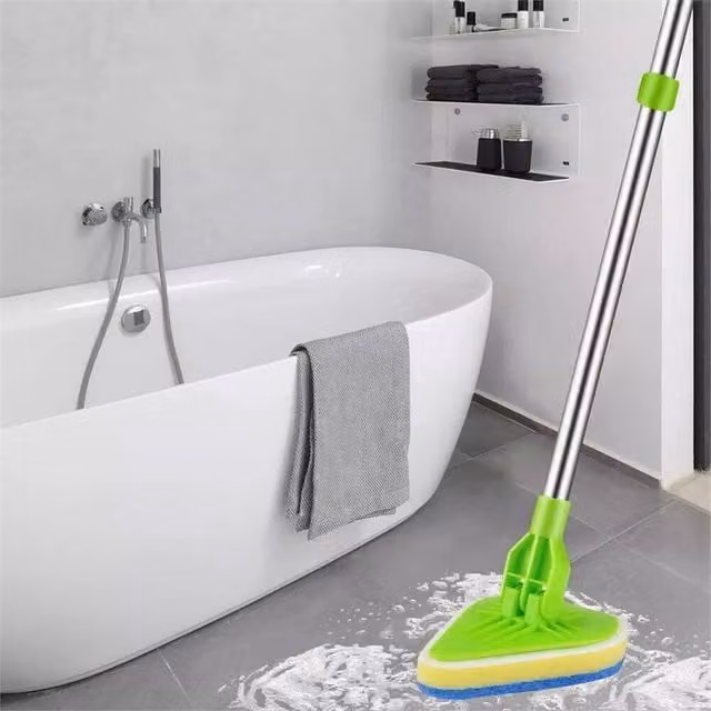 SPETLEK Bathroom Cleaning Brush Set with Telescopic Handle in Green and Multicolour