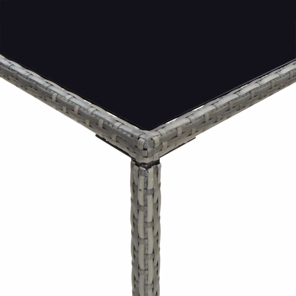 Berkfield Home Grey Garden Bar Table with Poly Rattan, Metal and Glass, W/D/H: 70 x 70 x 110 cm – 3