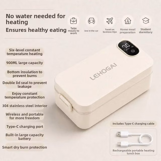 Pawnora Electric Lunch Box in White with USB Plug-in
