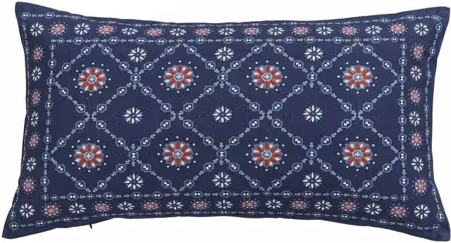 Joules Grove Blue Cotton Rectangular Cushion W: 60 cm, H: 35 cm