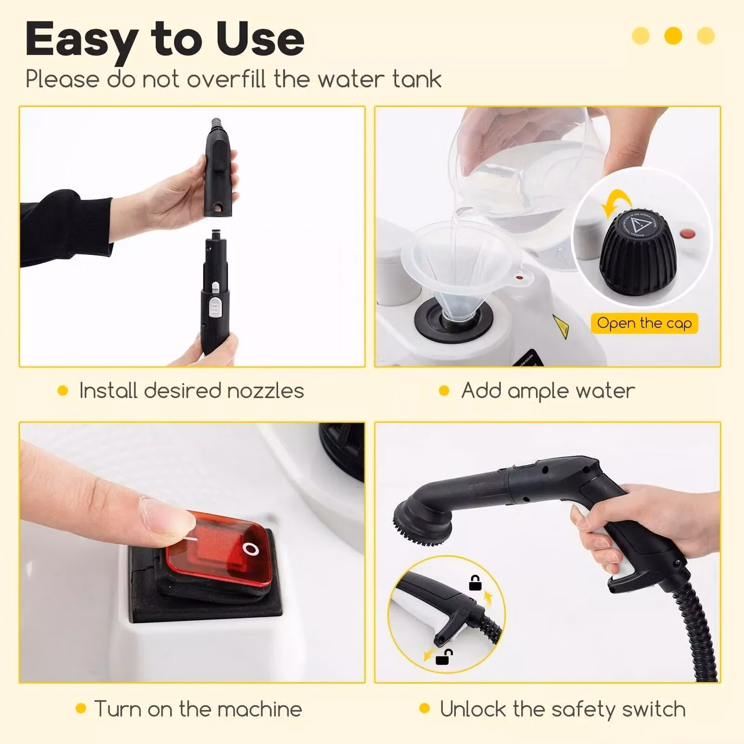 Costway Handheld Steam Cleaner, 2000W with 1.8L Water Tank, White – 5