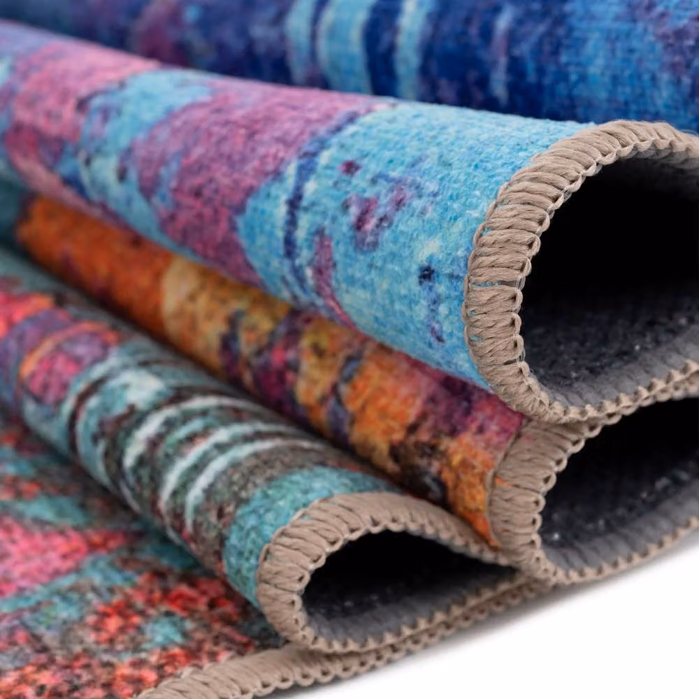 Kukoon Pink and Multicolour Abstract Maximalist Machine Washable Rug, W: 60 cm, L: 240 cm – 6