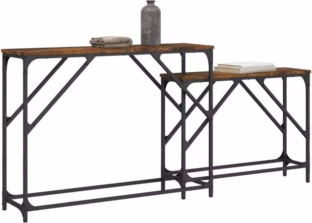 Berkfield Home Nesting Console Tables, 2 Piece Set in Smoked Oak Brown Engineered Wood