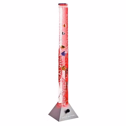Global Gizmos 45500 Fish Bubble Lamp with Tropical Fish Design, 90 cm Height, 7 Changing RGB Colours, Black – 1
