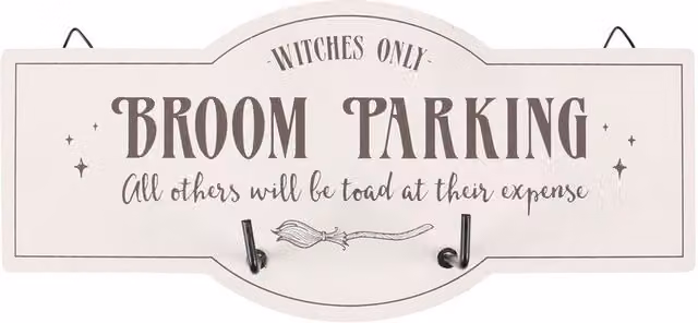Kingsbury Gifts White Wooden Broom Parking Hook Sign