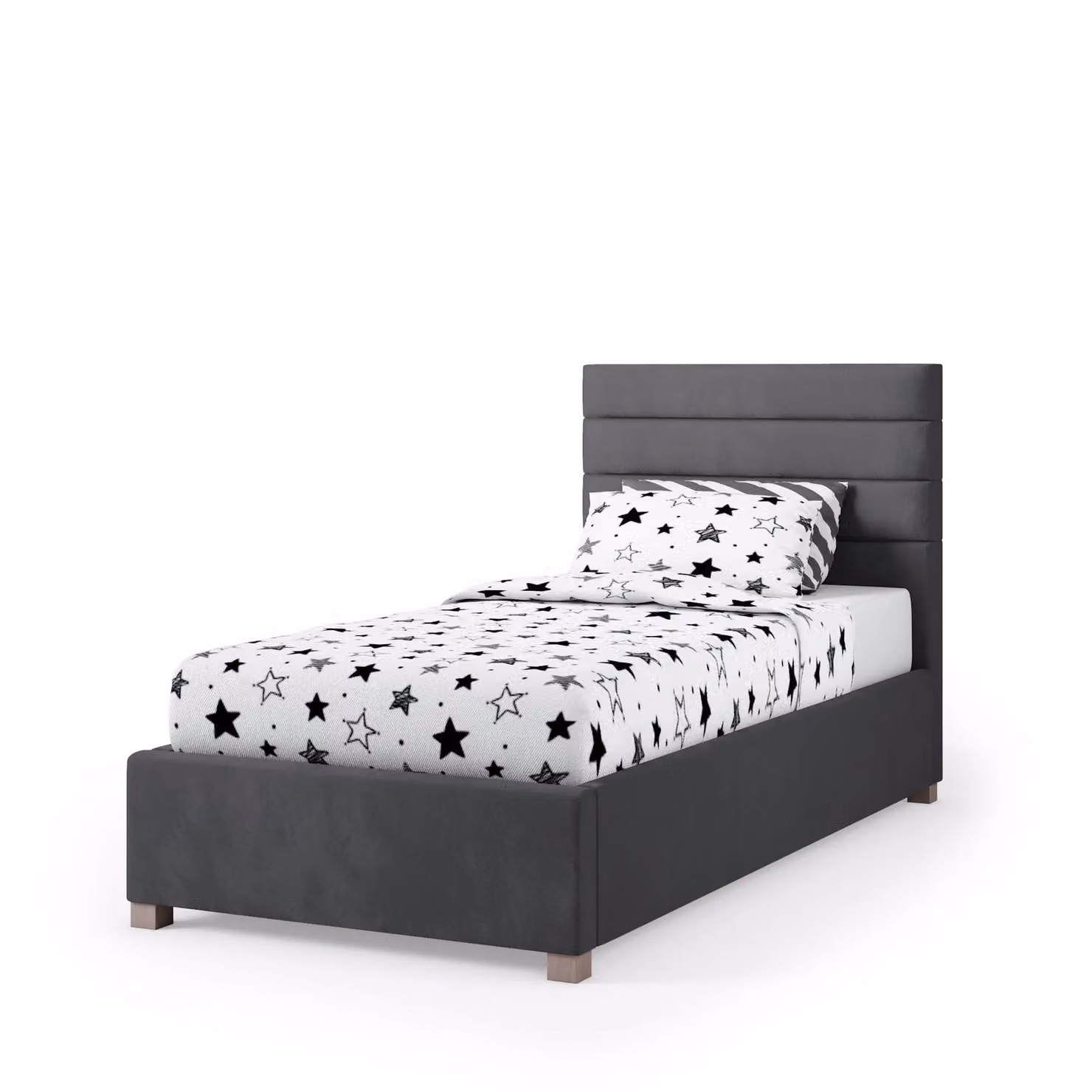 Rest Relax Lottie Single Fabric Ottoman Bed in Grey, W/D/H: 90 x 200 cm – 2