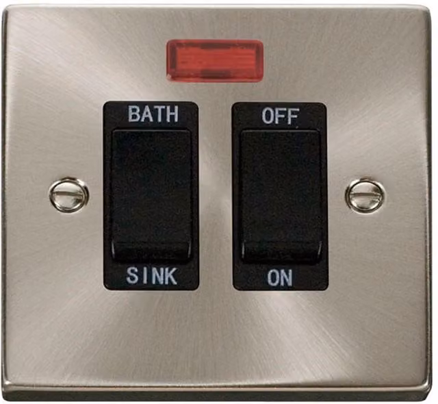 SE Home 20A DP Sink and Bath Switch in Metallic Silver Satin Brushed Chrome
